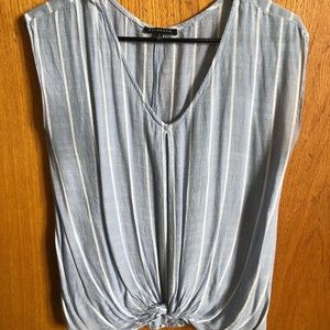 Blue and white striped blouse